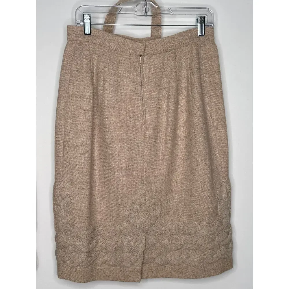 1970s Unbranded Nordic Knit Sweater & Skirt Set w/ Belt medium